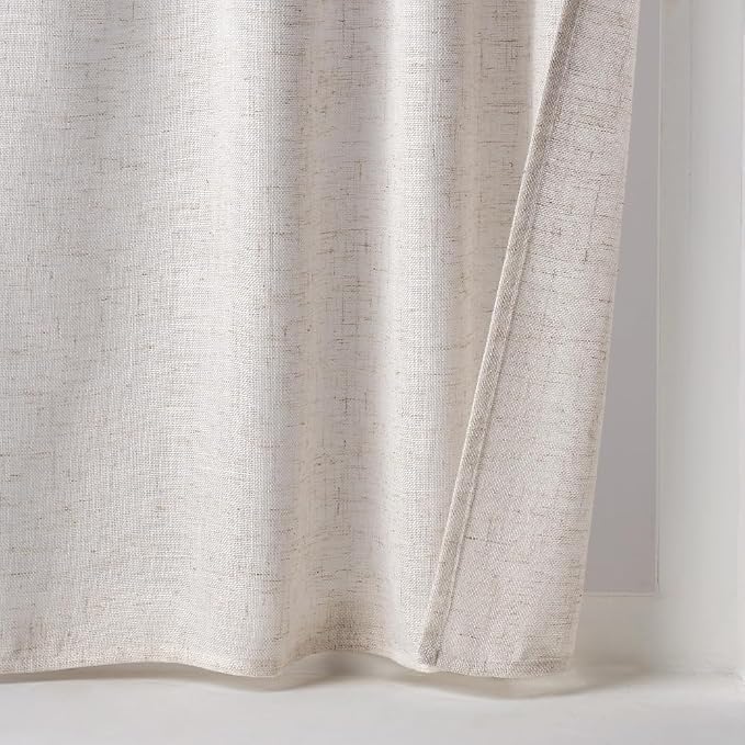 MIULEE Natural Linen White Kitchen Curtains 30 Inch Long 2 Panels Farmhouse | - Image 7