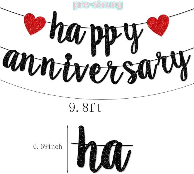 Pre-Strung Happy Anniversary Banner Bunting Hanging Sign Garland - Image 7