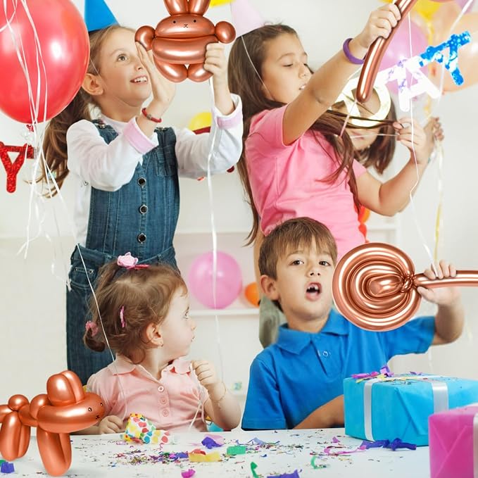 260 Metallic Champagne Gold Long Balloons - Image 6