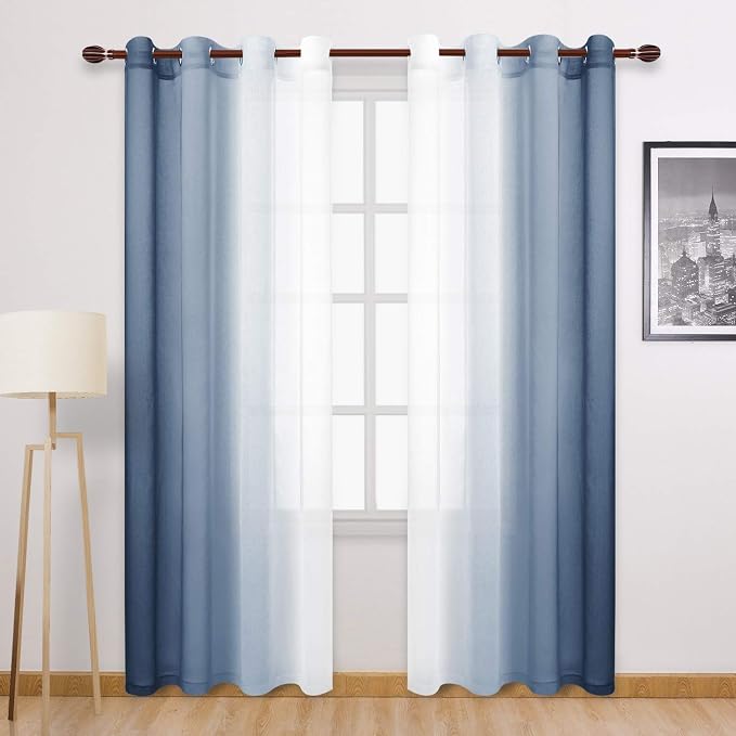 DWCN Ombre Faux Linen Sheer Curtains by DWCN