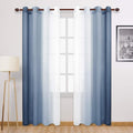 DWCN Blue Linen Ombre Sheer Curtains by DWCN