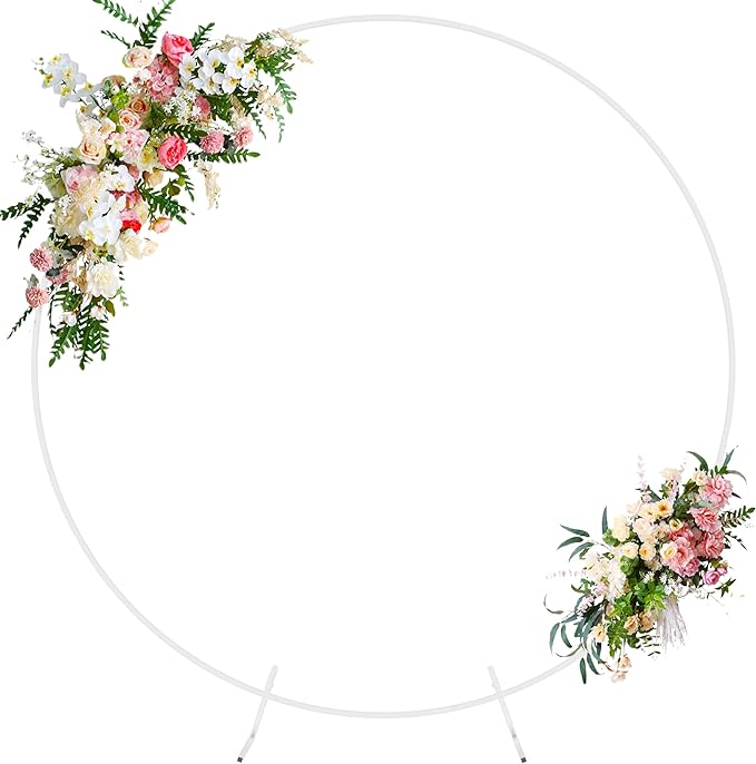 Round Backdrop Stand 7.2FT White Metal Circle Balloon Arch Frame | Metal Circle by Wokceer