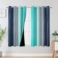 Navy Blue and Teal Blackout Curtains 54 Inch Length, Full Light Blocking by ESTELARTEXTILER