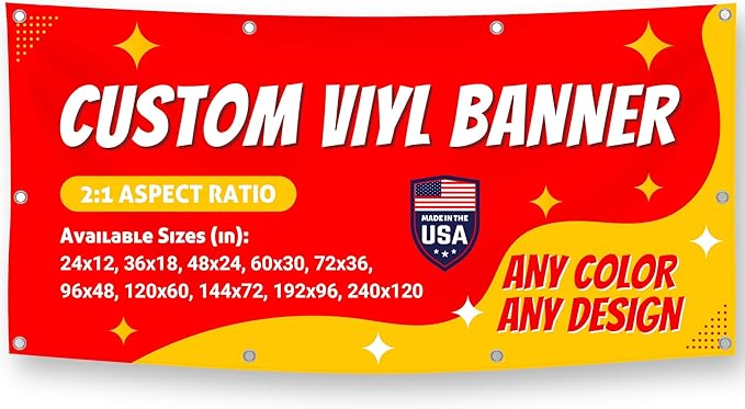 Custom Vinyl Banner with 150+ Sizes – Personalized Outdoor or Indoor Sign – Any by Unknown