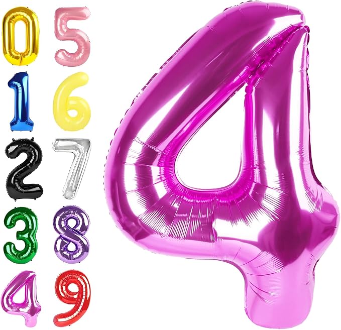 Number Balloons 40 Inch Rose Purple 3 Balloon by Argthjy