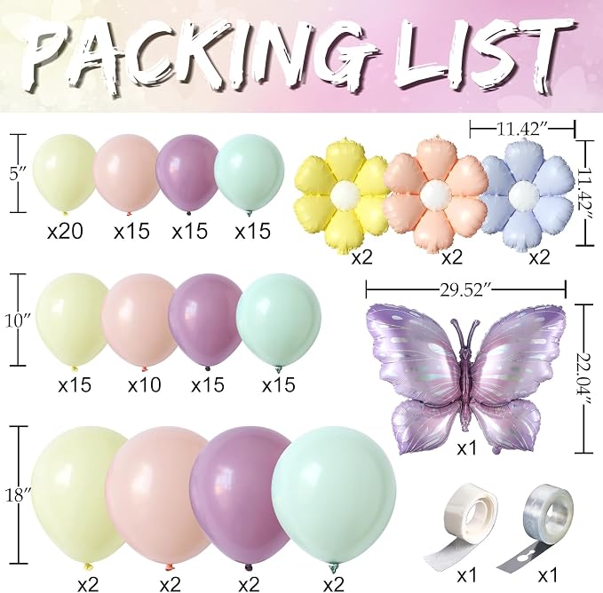 Spring Floral Butterfly Balloon Arch Kit, Butterfly Foil Balloons - Image 2