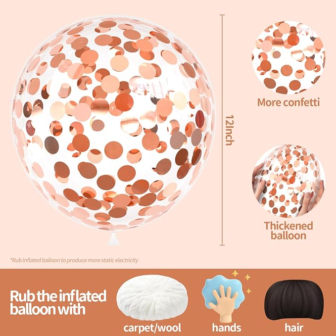 Rose Gold Confetti Balloons - Image 2