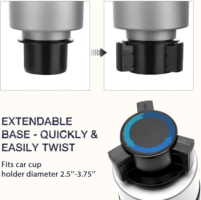 SEVEN SPARTA 2 Pack Car Cup Holder Expander Organizer Adjustable Base, - Image 2