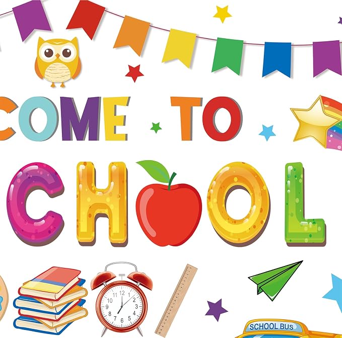 Welcome to Preschool Backdrop Banner First Day of School Party Decorations | - Image 4