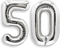 AULE 40 Inch Silver 50 Balloon Number Foil 0-9 Birthday Big Numbers | Birthday by AULE
