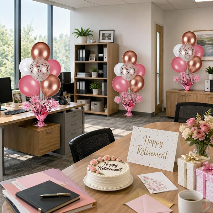 4 Set Rose Gold Balloon Centerpieces - Image 7