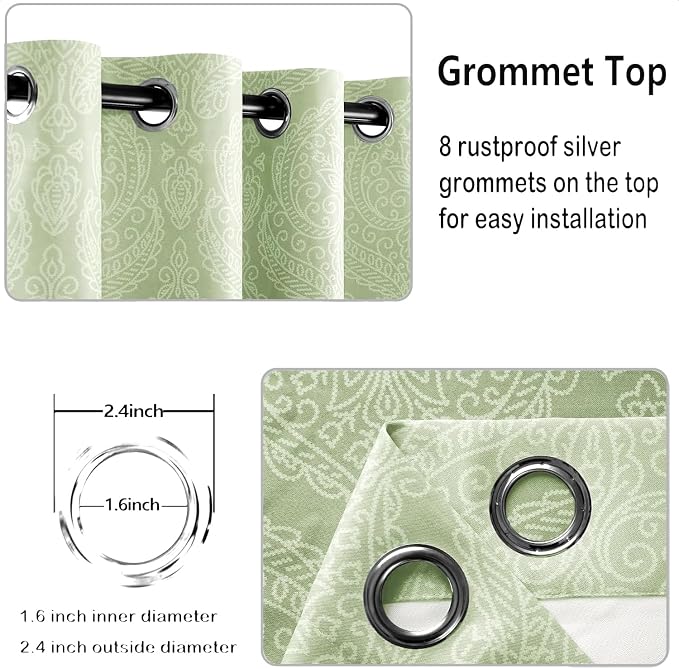 DWCN Avocado Green Ombre Room Darkening Blackout Curtains - Image 5