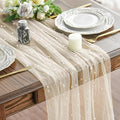Artoid Mode 3PCS Pearl Beige Gauze Table Runner 120 Inch 10FT, Seasonal Sheer by ArtoidMode