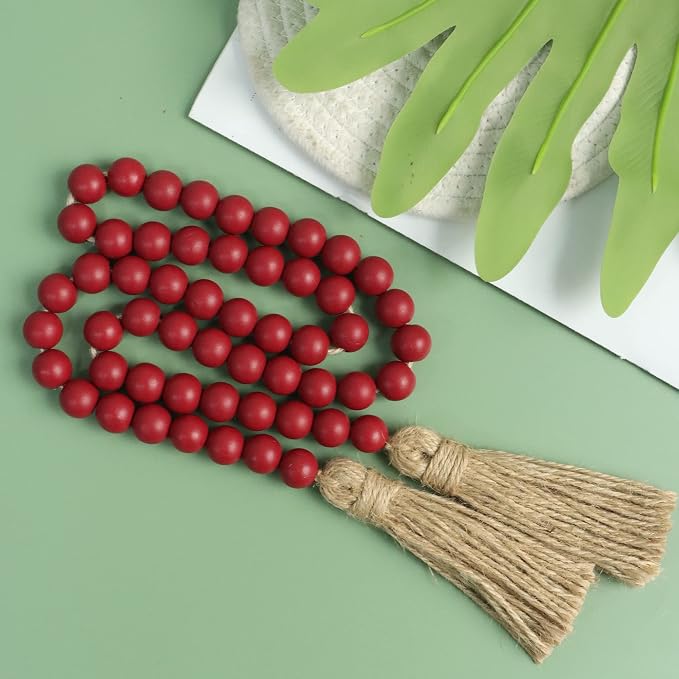 Meplait 39in Wood Bead Garland, Farmhouse Beads - Image 2