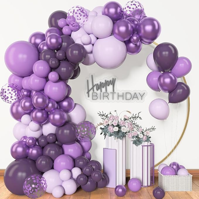 Archloon 156pcs Purple Balloon Garland Arch Kit, Different Sizes 18 12 10 5 by Aarchloon