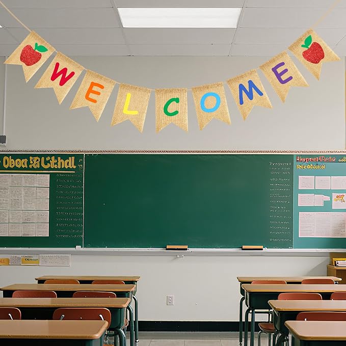 Welcome Burlap Banner Sign Classroom NO DIY Welcome Back to School Banner | - Image 6