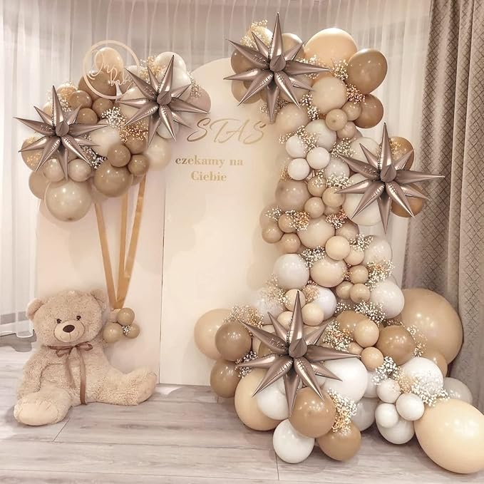 60 PCS Brown Star Balloons, 12 Point Spike Explosion Star Foil Balloons - Image 7