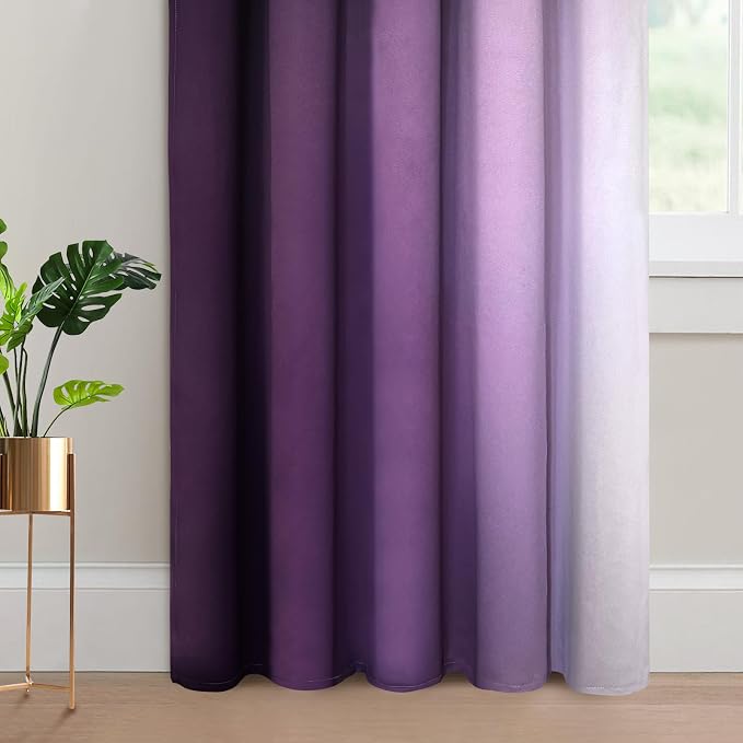 Yakamok Ombre Curtains Purple and Greyish White - Image 4