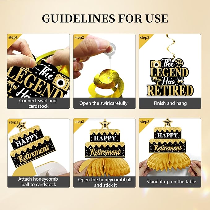 Retirement Party Decorations for Men Happy Retirement Party Supplies Kit | - Image 6