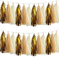 Gold and Tan Ivory Tissue Paper Tassels Party Tassel Garland Banner by We+Moment