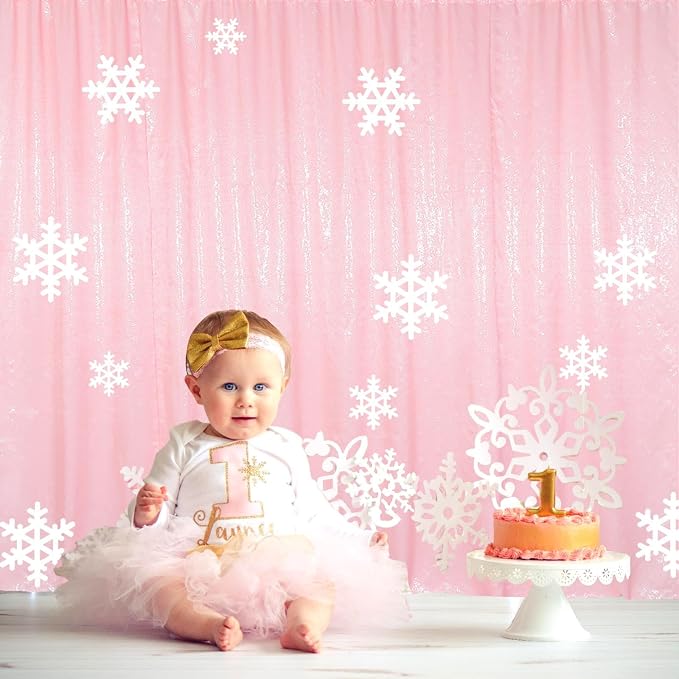 ShinyBeauty 5x7FT Pink Sequin Photobooth Backdrop | Sparkle Wedding & Birthday - Image 2