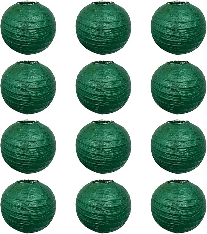 Green Paper Lanterns Hanging Ceiling Round Lanterns Indoor Outdoor 8in | by BARTHEW