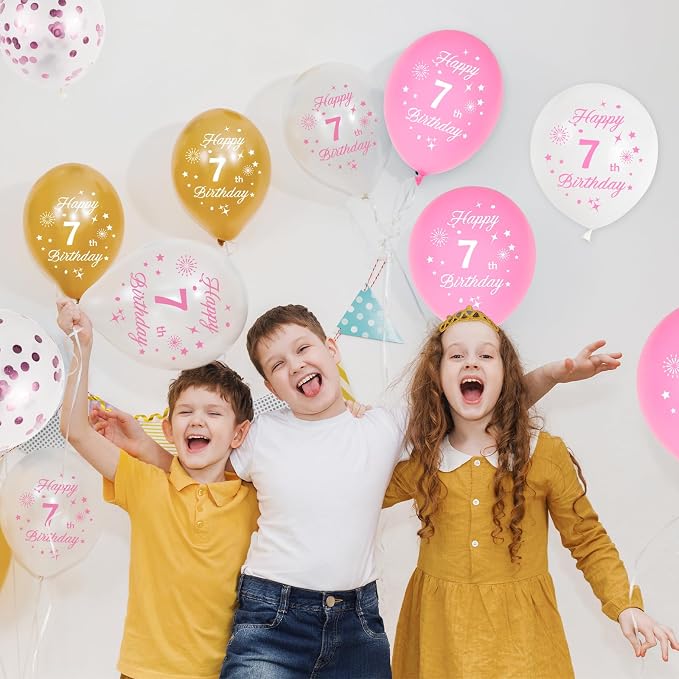 Pink 7th Birthday Balloons - Image 7