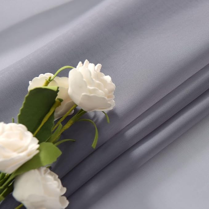 SpaceDresser Grey Sheer Curtains 4 Panels Rod Pocket Semi-Sheer Curtain 63 - Image 6