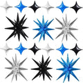 TONIFUL 22Inch 18Pcs Black Blue Silver Explosion Star Mylar Balloons and 10Inch by TONIFUL