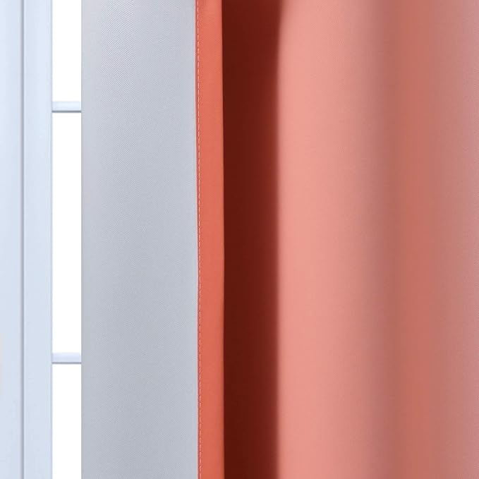 Yakamok Ombre Curtains Coral and Greyish White - Image 7