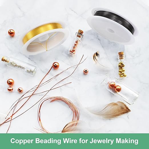 0.4 mm/26 Gauge Copper Wire for Jewelry Making, 30.2FT Copper Beading Craft Wire for Jewelry/Weaving/DIY Crafting/Planting, Color-Retaining [9.2M, Rose Gold]