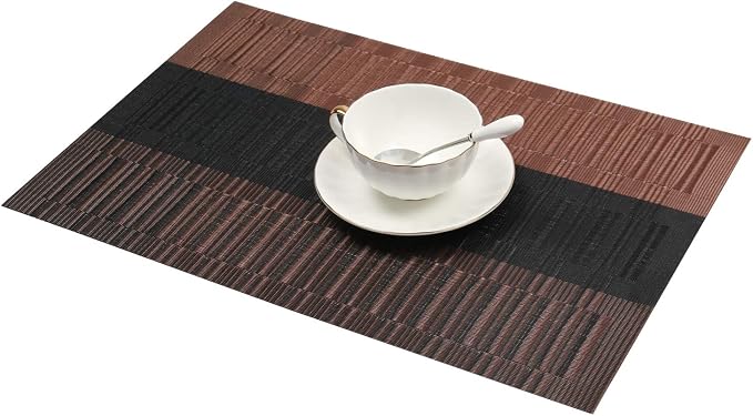 SHACOS Placemats with Table Runner Set of 7 Woven Vinyl Plastic Wipe Clean Heat - Image 9