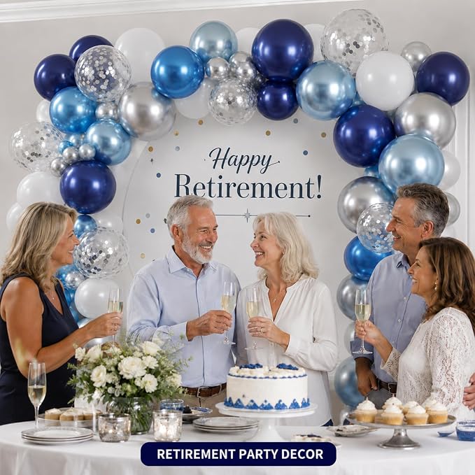 Blue Silver Balloons 12 Inch Navy Blue Silver White Balloons 35 Pcs Night Blue - Image 5