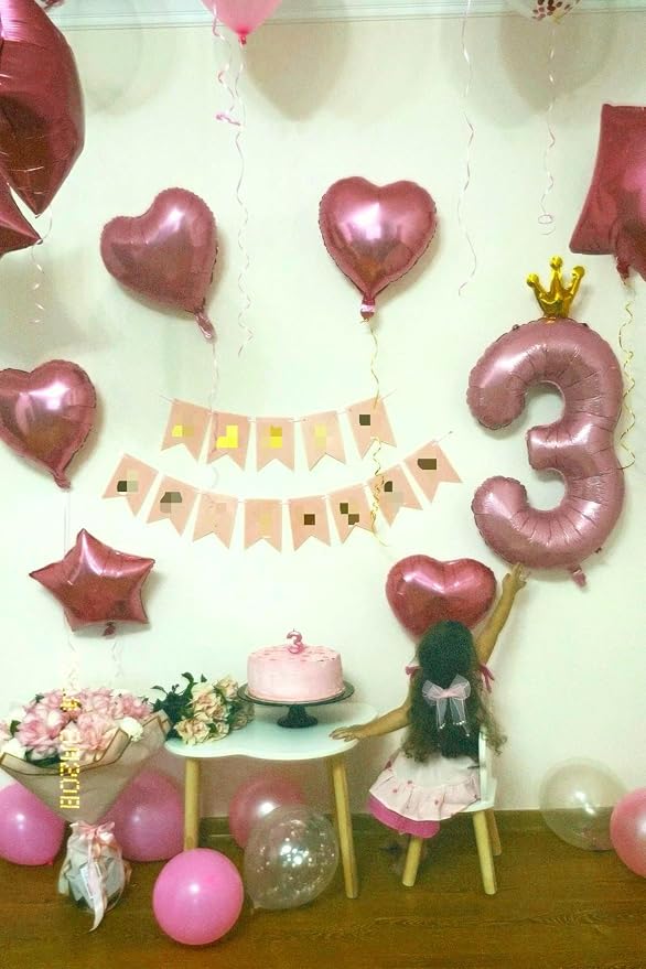 Pink Crown Number 3 Balloon 40 inch, Big Pink 3rd Birthday Party Decorations | - Image 8