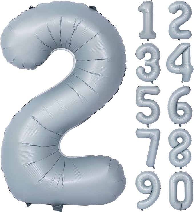 40 In Matte Gray Number 2 Balloons Helium Foil Mylar Balloon Digit 2 | by Exquisitehighqualitypartydecorationstomeetyoureveryneed%EF%BC%81