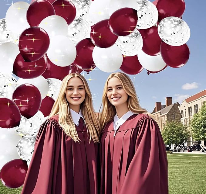 Maroon Graduation Decorations/Maroon White Graduation Party Decorations - Image 2