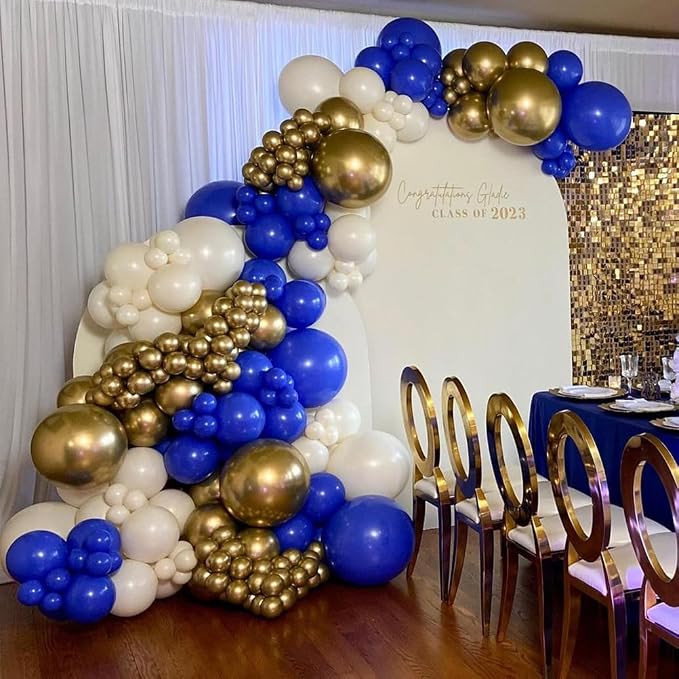 Royal Blue and Gold Balloons Garland Arch Kit - Image 4