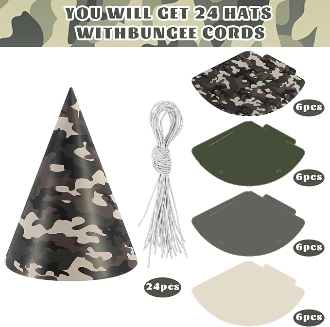 Watersay 24 Pcs Themed Party Hats Theme Cone Paper Hats - Image 3