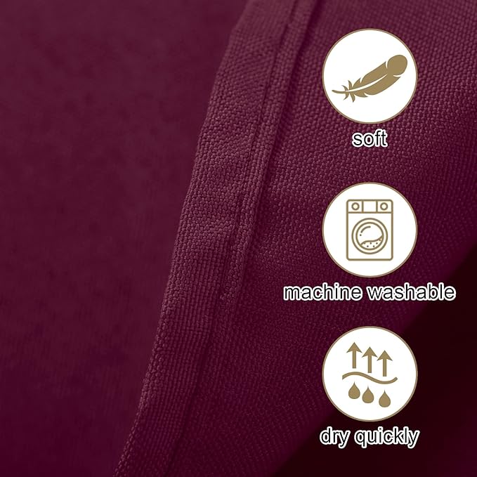 Ascoza 2pack 120 Inch Burgundy Round Tablecloth in Washable Polyester Fabric for Wedding/Banquet/Restaurant/Parties