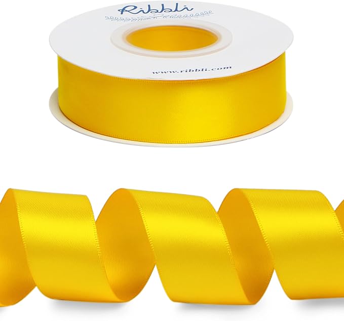Ribbli Maize Yellow Double Faced Satin Ribbon, 1” x Continuous 25 Yards - Image 2