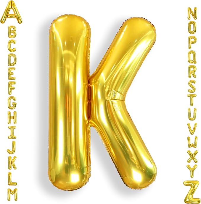 AULE 40 Inch Gold K Balloon Letter Foil A-Z Birthday Big Alphabet | Birthday by AULE