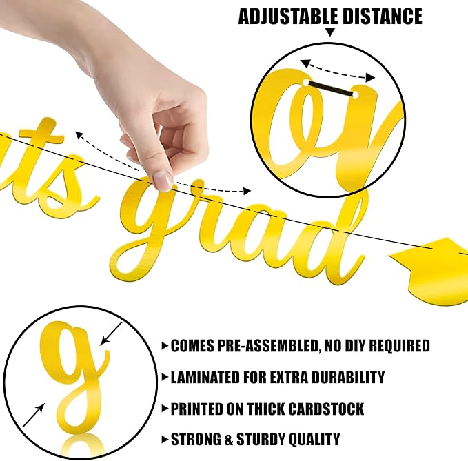 KatchOn Shiny Congrats Grad Banner 10 Feet, Graduation Banner - Image 5