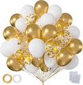 60pcs White and Metallic Gold Balloons, 12 Inch Chrome Gold, Wedding & Birthday by Q%26High+Life