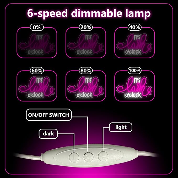 Lash Neon Sign, it's Lash O'Clock Led Neon Light Signs for Wall Decor Beauty Room Salon Nails Business Light up Sign for Lash Techs Girls Christmas Birthday Gift Dimmable USB Powered(14.2"*8.7")