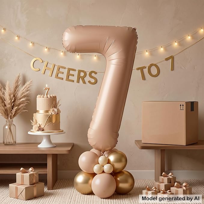 40 Inch Caramel Foil Number 7 Balloon - Image 3