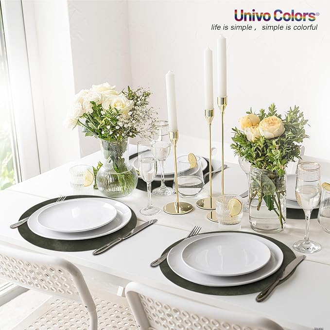 UnivoColors Placemats Round Faux Leather Placemats Set of 8-Waterproof-Wipe - Image 9