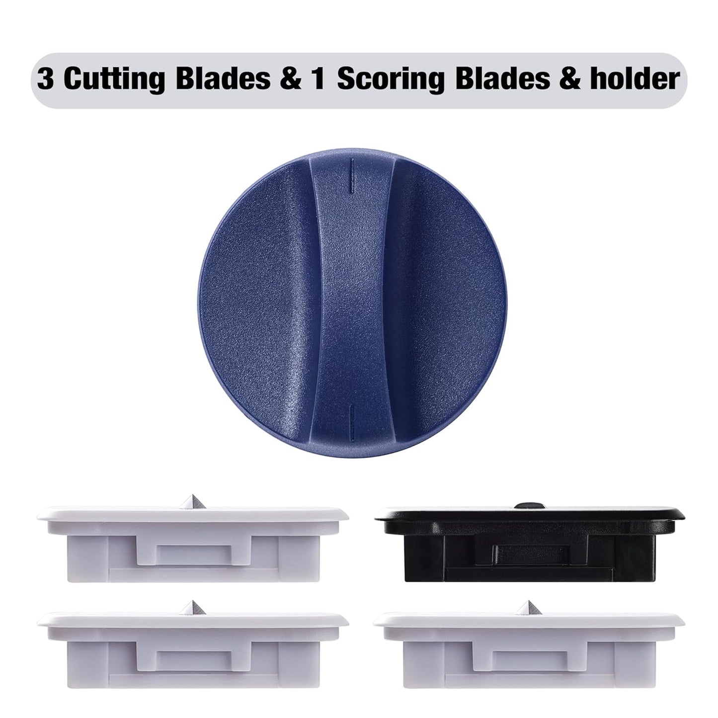 Likart 4-Pack Paper Cutter Replacement Blades Kit, Portable Trimmer Cutting Blades Compatible for Portable Trimmer/Basic Trimmer/Roll Holder,3 Cutting Blades & 1 Scoring Blades with a Holder,Blue