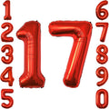 Red Number 17 Balloon 40 Inch, Foil Numeral by Unknown