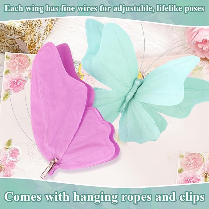 3D Hanging Butterfly Decorations, Crepe Paper Butterfly Hanging Decorations - Image 3