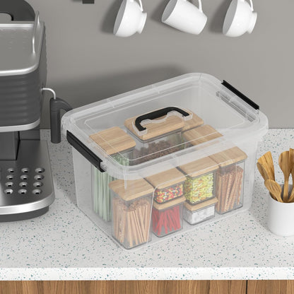 10 Quart Plastic Storage Bins with Lids and Handle, 4 Packs Clear Latching Box